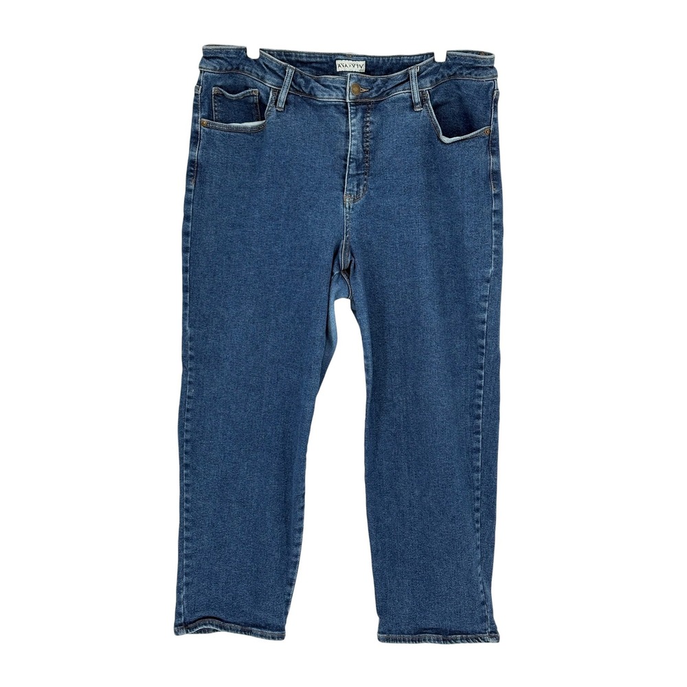 Ava & Viv Straight Leg Jeans Blue High Rise Stretch Denim 18W